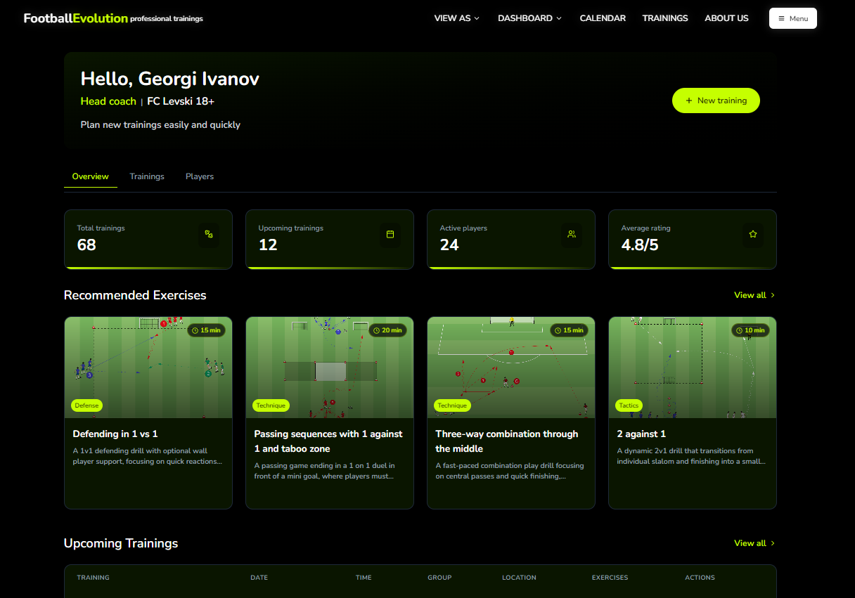 Coach Dashboard Preview