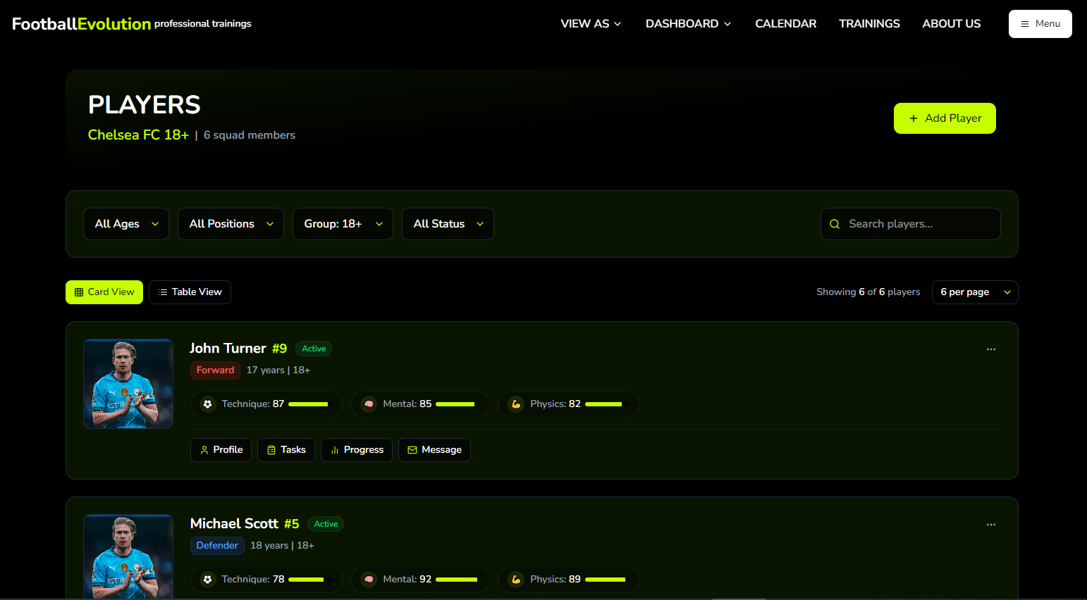 Coach Dashboard Interface